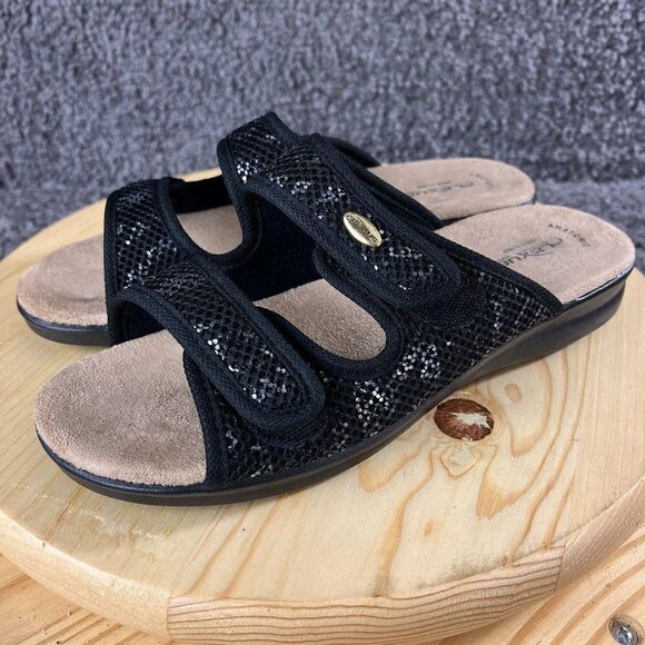 Spring Step Flexus Slide Sandals Women 10.5 Black Anatomic Comfort Made in Italy - Picture 1 of 8